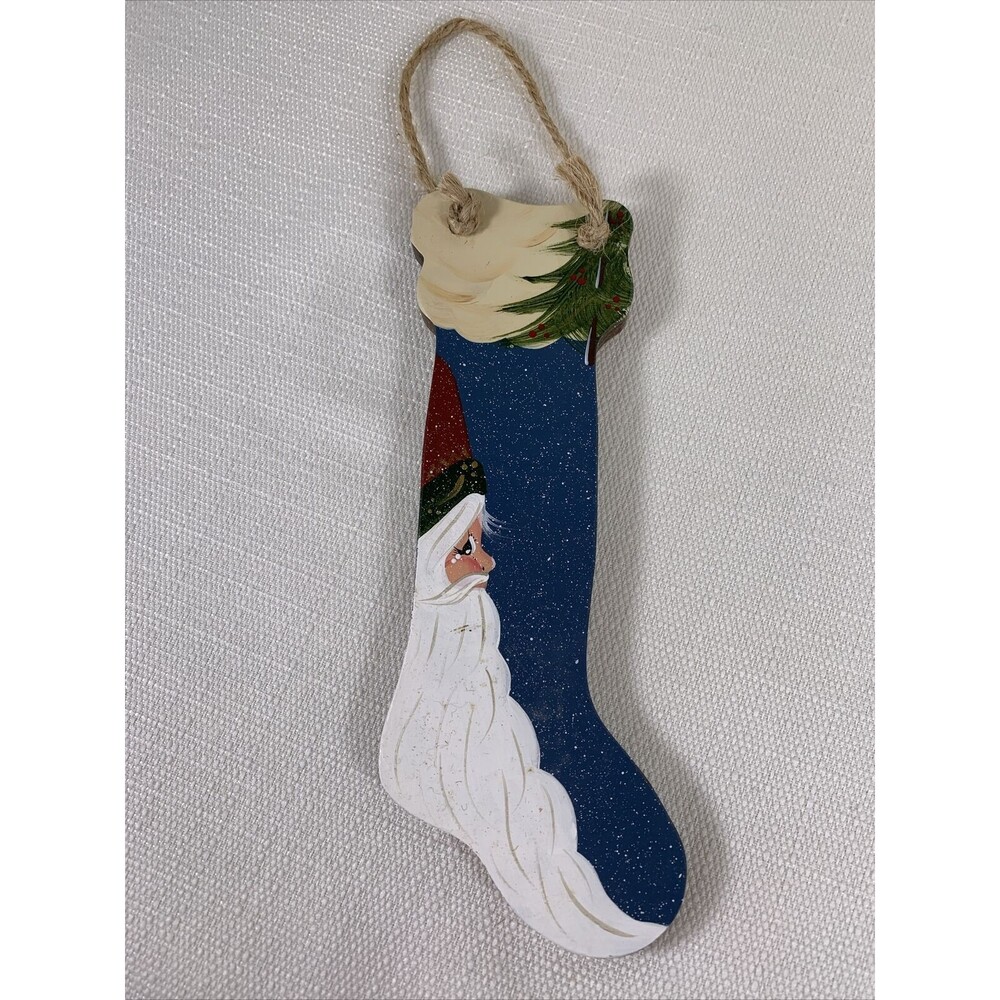 Vintage Wooden Christmas Stocking ~ Holiday ~ Decor ~ Santa‎ Wood